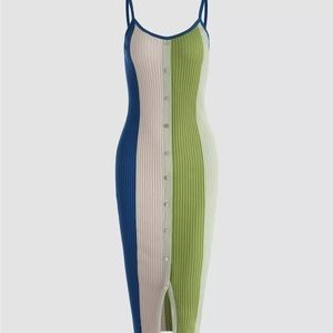 Cider Colorblock Rib Knit Midi Dress